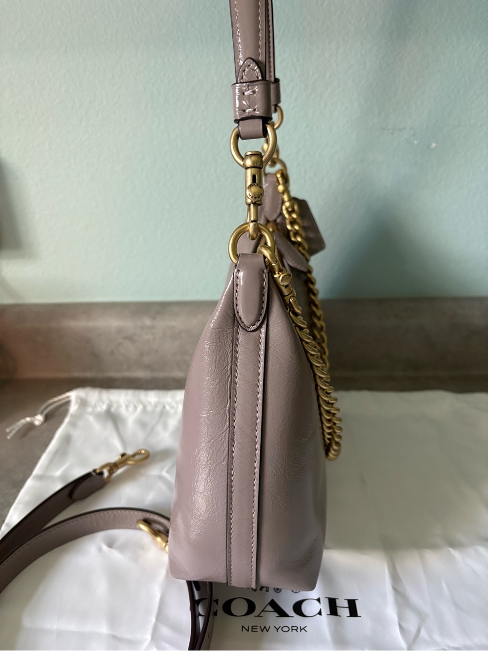 Coach Juliet 25, Ash Violet-Leather Shoulder Bag with Gold Hardware - Picture 5 of 8